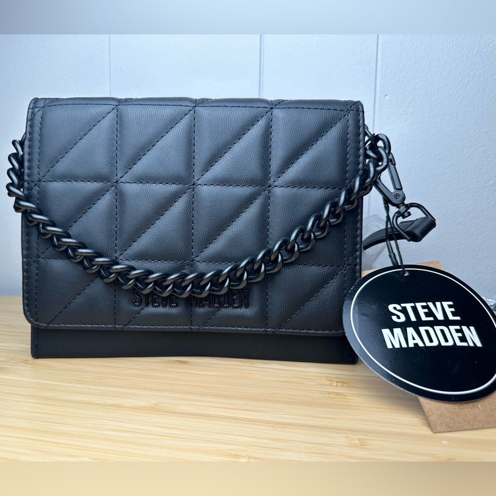 Steve Madden Black Quilted Crossbody Bag